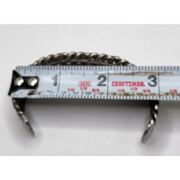 Vintage Heavy Silver Tone Triple Band Textured Metal Cuff Bracelet - Picture 9 of 10